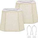 Rectangle Lamp Shades Set of 2, 10.5" x 10"x 13" Medium Cut Corner Beige Lampshades Natural Linen Hand Crafted, Include 2 Pack Lamp Harps, Suitable for E26 Base and Saddle Base, Easy Assembly Required