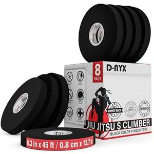 6 Pack Finger Tape Athletic Sports Wrap 0.3” x 45 Feet for Rock Climbing BJJ Jiu Jitsu MMA Grappling Martial Arts Volleyball Weight Training Wrestling Hand Tape Black