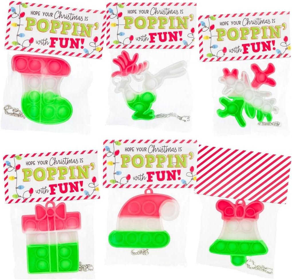 24 Pack Bulk for Students, Christmas Pop It Fidget Toys, for Kids Classroom, Prizes, Stocking Stuffers, Office Gifts, and popit Party Favors - Goody Bag Stuffers and Christmas Goodies