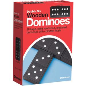 Pressman Toy Double Six Wooden Dominoes, 28 Pieces Wooden Dominoes Six