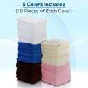 Simpli-Magic Cotton Wash Cloths 12"x12" (50 Pcs) Highly Absorbent Soft Towels Commercial Terry Washcloth for Face, Hand, Bath, Kitchen, Gym & Hotel (Multicolor)