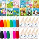 Ireer 84 Pcs Paint Party Set Include 12 Animal Pre Drawn Canvas, Brushes, Palettes, 12 Set Acrylic Paints, Apron Canvas, Painting Kit for Birthday Party Gift Creative Supplies(8 x 10 Inches)