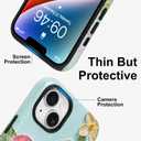 KANGHAR Cute Case for iPhone 14 Case for Women Girls [Compatible with MagSafe] Pink and Green Oil Painting Floral Print Pattern Design, Aesthetic Girly Flowers Magnetic Protective Phone Cover