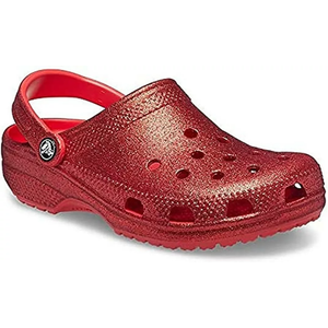 Crocs Kids' Classic Glitter Clog Unisex Red Flame (12 Little Kid, Varsity Red)