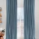 100% Blackout Shield Linen Blackout Curtains for Bedroom 84 Inches Long, Back Tab/Rod Pocket Living Room Drapes, Thermal Insulated Blackout Curtains 2 Panels Set, 50" W x 84" L, Stone Blue