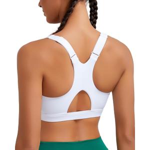 RUNNING GIRL High Impact Sports Bras for Women, Racerback Adjustable Straps Sports Bras for Women with Sewn in Pads (Large, White)