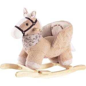 Rock My Baby Rocking Horse, Baby Animal Rocking Horse with Seat, Ride on Horse, Plush Rocking Horse with Realistic Sound, Wooden Rocking Horses Ages 1-3 (Caramel Color Horse), CPC Certified, Small