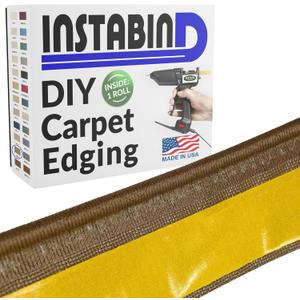 Instabind 54 ft Roll Premium Carpet Edge Binding  Regular Style Carpet Edge Trim for Do-It-Yourself Rug Edging- with Durable Hold & Easy Finishing for Rug Edges - USA Made Flooring Products, Taupe