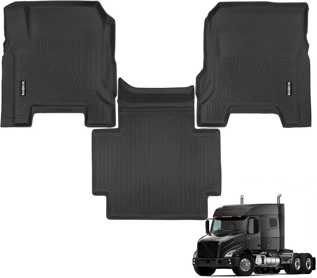 Naibeve Floor Mats for 2019-2025 Volvo VNL 760/860 Semi Trucks/VHD New/VNR - All Weather Custom Fit for Volvo VNL Floor Mats Waterproof Interior Accessories