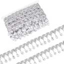 FINGERINSPIRE 9.8 Yard 48.5mm Silver Metallic Scroll Braid Trim with Sequins & Clear Rhinestone Polyester Hanging Beads Fringe Trim Gimp Braid Trim Sewing Tassel Trim by The Yard for DIY Crafts