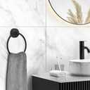 YOHOM Suction Cup Towel Ring Matte Black Hand Towel Holder for Bathroom Stainless Steel Vacuum Suction Washcloth Holder Dish Towel Hanger for Shower Wall No Drill