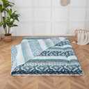 Futon Mattress Cover, Zippered Japanese Floor Mattress Cover, Machine Washable (Blue Striped Jacquard, Full)