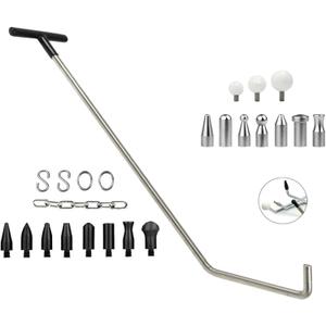 LadyRosian Paintless Dent Repair Tool Kit Dent Removal Rods Set Stainless Steel Tools with S-Hook for Car Body Dent and Hail Damage Repair
