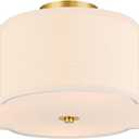 VONLUCE Semi-Flush Mount Ceiling Light, 15.8" Modern 4-Light Ceiling Light Fixture with White Clover-Shaped Shade 4 E26 Sockets for Bedroom Entryway Living Room, Gold Finish, ETL Certificated