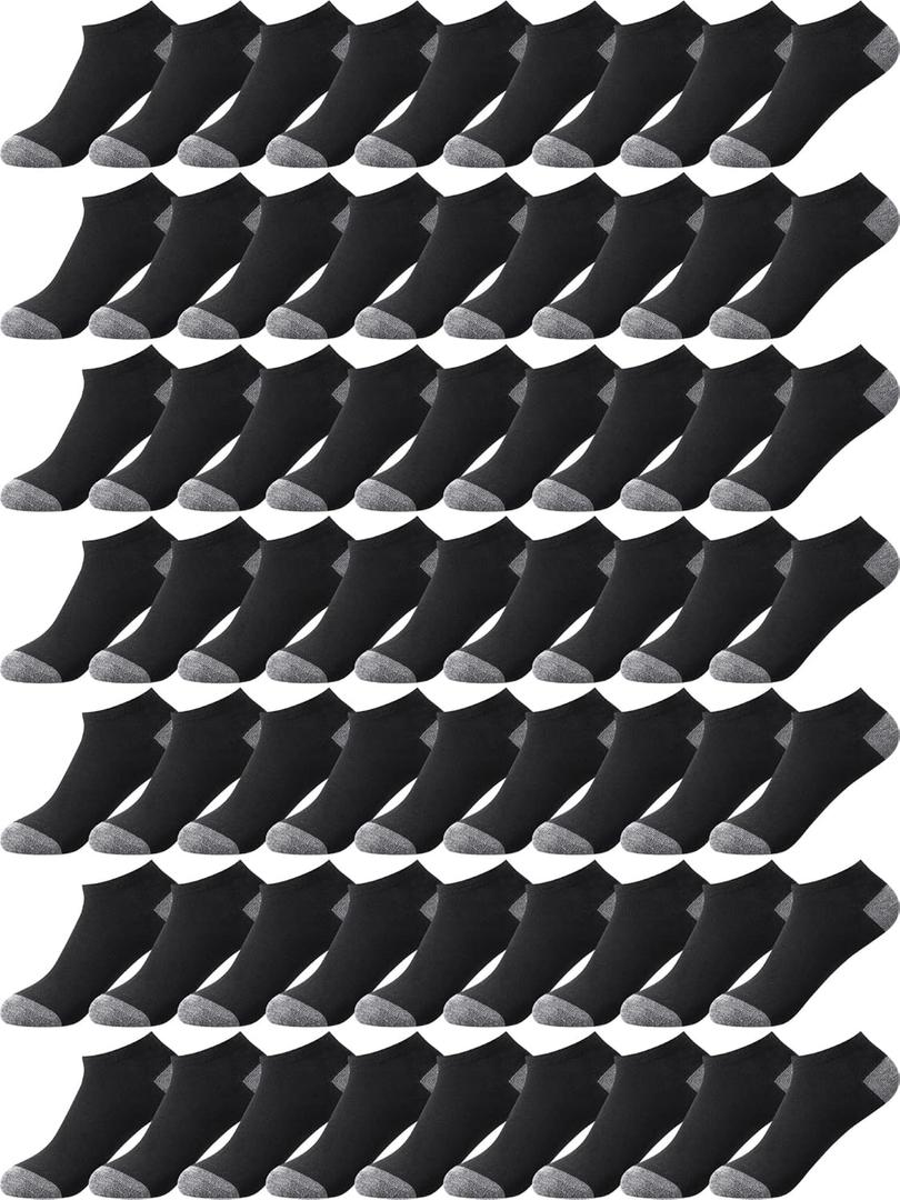 ramede 255 Pairs Mens Ankle Socks Bulk Low Cut Cushioned Breathable Casual Sports Socks Pack for Homeless Unisex Men Women