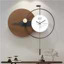 Large Modern Wall Clock for Living Room,Decorative Silent Battery Operated Wall Clock with Pendulum Metal Wall Art for Kitchen/Bedroom/Entryway/Office Decor
