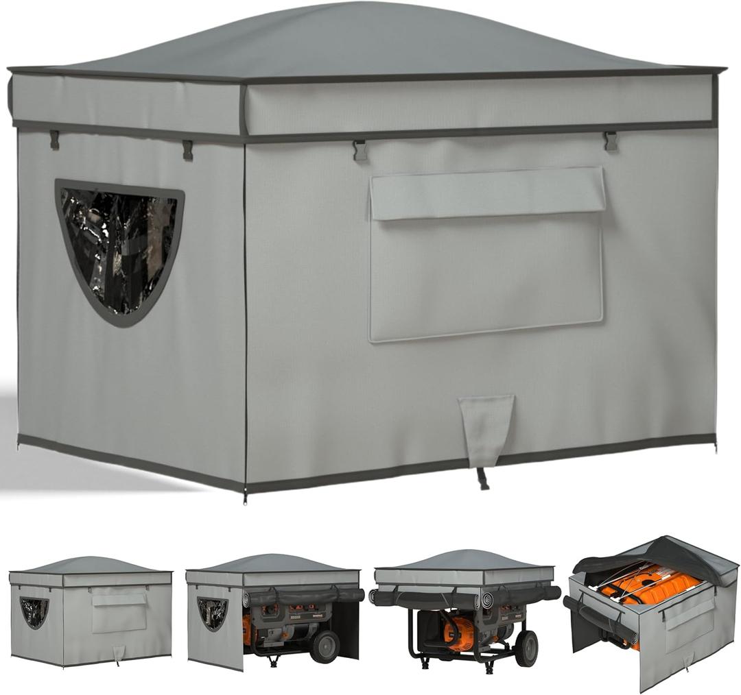 Generator Tent Cover with Bracket,Generator Covers While Running,Rooftop Design,No Water Accumulation,100% Waterproof Heavy Duty Tarps Generator Tent,38 "x28 " x27 ",Gray.