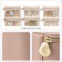 Vlando Jewelry Travel Case,Travel Jewelry Organizer with Clear Velvet Jewelry Bags 6Pcs Zipper Pouch for Women Gift Ideas for Birthday Wedding Graduation-Khaki
