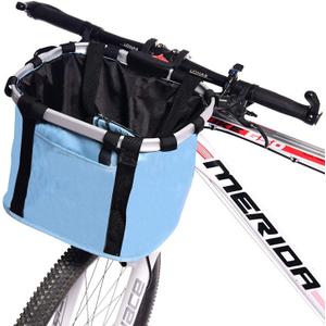 URBEST Bike Basket,Small Pets Cat Dog Folding Carrier,Removable Bicycle Handlebar Front Basket, Quick Release and Easy to Install,Detachable Cycling Bag (Sky Blue)