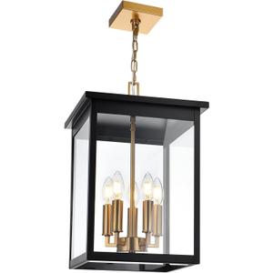 Large Outdoor Pendant Light Fixtures, 5-Lights Porch Ceiling Mount Lighting Adjustable Chain, Exterior Hanging Lamp Waterproof for Front Door Entryway Backyard Patio, E12 Bulb Base