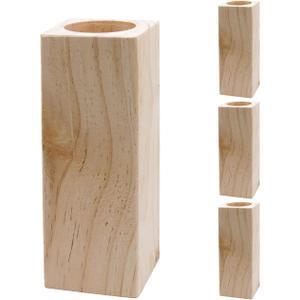 4Pcs Cuboid Wood Bed Risers Furniture Risers Wooden Solid Original Color for DIY Painting Sofa Couch Chair Table Increase Legs Inner Dia. 1.97",Increase Height 5.9" Inches