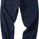 Gihuo Men's Winter Fleece Pants Sherpa Lined Sweatpants Athletic Running Sweatpants Ribbed Leg Comfy Warm Jogger Pants (Royal Blue, X-Large)