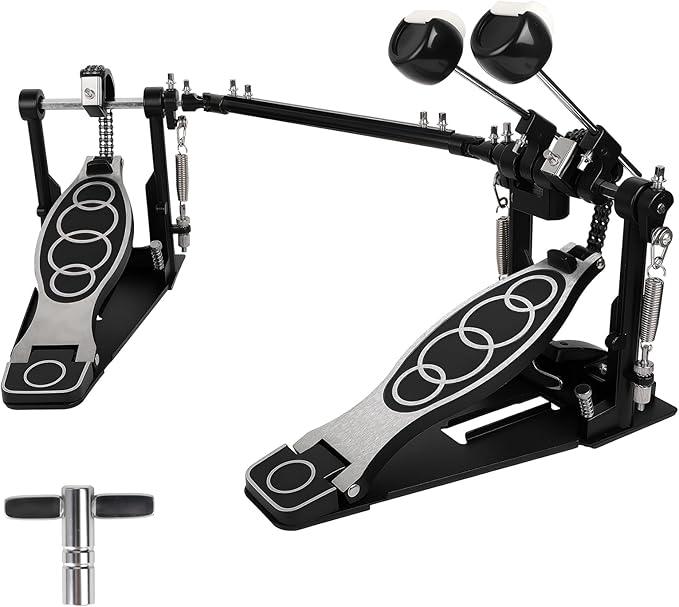 Double Bass Pedal, Double Chain Double Bass Drum Pedals, Double Kick Drum Pedal with Patch Suit for Kick Drum (2025)