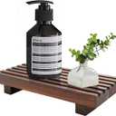 Renawe Small Kitchen Sink Soap Tray for Counter Soap Dish Dispenser Holder Wooden Risers Stand for Bathroom Decor Farmhouse Wood Pedestal Kitchen Accessories Countertop Vanity Counter Decorative Tray (8.7x4 inch, Brown)