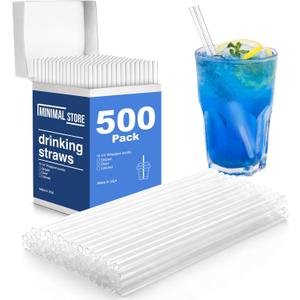 500 PCS Clear Plastic Straws Disposable | 10.23" Long x 0.24" Wide | Unwrapped Drinking Straws Plastic for Restaurants, Parties, Home | Made in USA