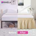 2 x RIMELA Light Camel Bed Skirt King Size 15 Inch Drop, Elastic Bed Skirting for Bed Base and Frame, Bedding Dust Ruffle Easy to Install, Lightweight Wrap Around Adjustable Bedskirt