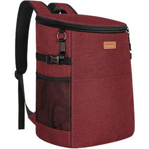 Camping Cooler Backpack 30 45 Cans, Soft Backpack Coolers Insulated Leak Proof Travel Cooler Bag Waterproof Lunch Picnic Beach Work Trip Thermal Bag Drink Beverage Beer Bag Cooler (Wine Red)