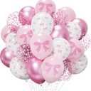 Pink Bow Balloons, 45pcs Light Pink Bowtie Latex Balloons, Coquette Girl Bow Knot Theme Party Decorations for Birthday, Wedding, Bridal Shower, Engagement, Bachelorette Party Supplies