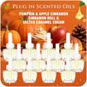 Plug In Refills Air Freshener, Pumpkin, Apple Cinnamon, Cinnamon Roll, Salted Caramel Cream, for Home and Bathroom 7.92 Fl Oz, 12 Count, Compatible with Air Wick & Glade, Not Include Glade Plus