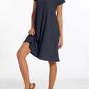 Women's Dress 2024 Casual Summer Cotton Dress with Pockets Short Sleeve Loose Midi Shirt Dress