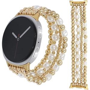 Dressy Elastic Beaded Bracelet Compatible with Samsung Galaxy Watch 8 Band 40mm 44mm/8 Classic 46mm Women,Stretch Fashion Cute Pearl Beads Wristband