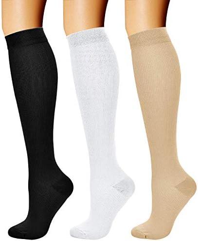 CHARMKING Compression Socks for Women & Men Circulation (3 Pairs) 15-20 mmHg is Best Support for Athletic Running Cycling.L/XL