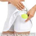 AHLW Tennis Skirts for Women with Pockets - Buttery Soft High Waisted Stylish White Athletic Golf Skorts (White, L)