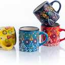 Ceramic Espresso Cups, 5 Oz Espresso Cups Set of 4, Handmade Espresso Cup, 2.75 Inch Espresso Mugs, Multicolor Demitasse Cups, Microwave & Dishwasher Safe Espresso Mugs, Coffe Mug (SULTAN'S GARDEN)