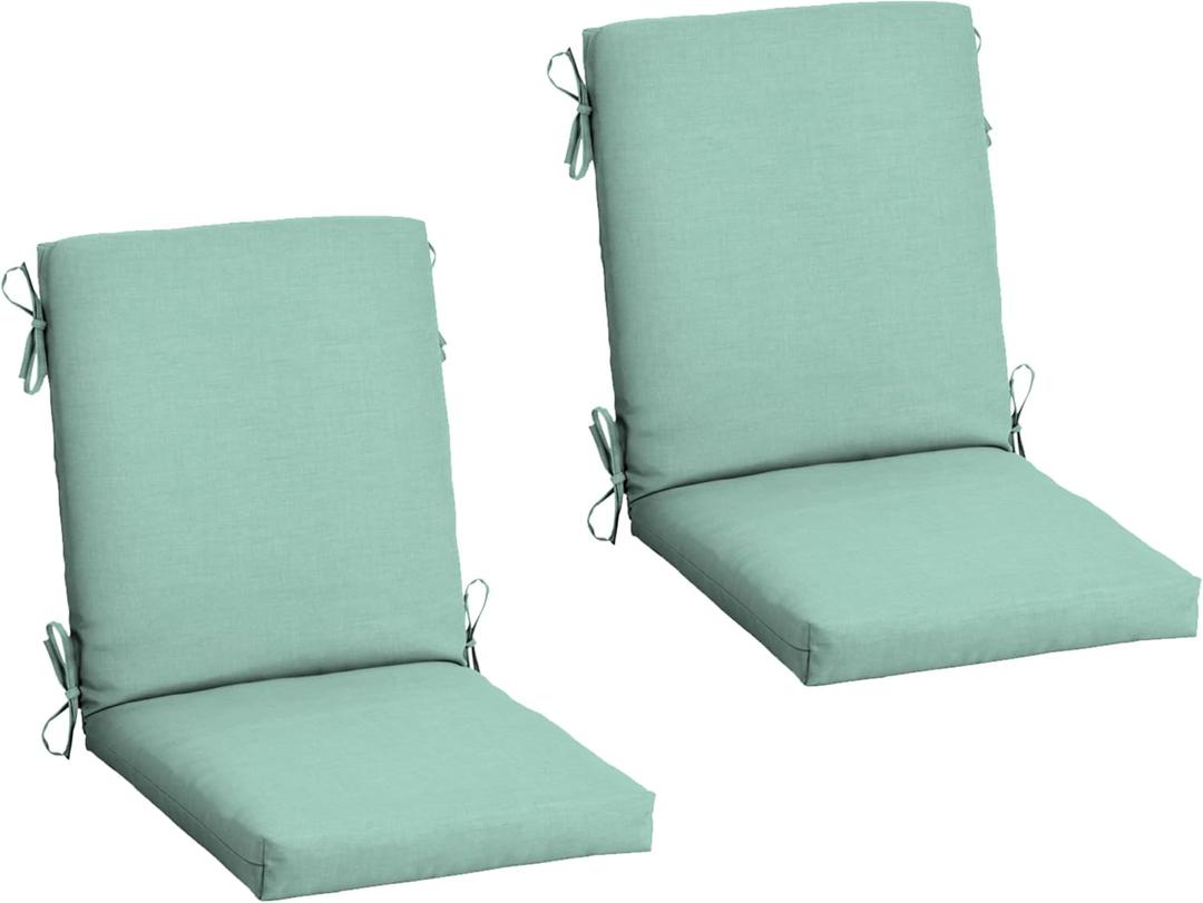 Arden 2-Pack Patio Dining Outdoor Chair Cushions, 20x44, Rain-Proof Seat Pad, Fade-Resistant Outdoor Cushion Aqua Leala