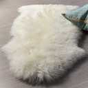 Premium Genuine Fur Sheepskin Rug - Real N.Z. 100% Sheepskin Natural Luxury Fluffy Lambskin Fur Area Rug - Seat Cover for Sofa Chair and Bedroom - Natural Creamy White Wool 2x5