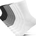 PAPLUS Compression Athletic Crew Socks (6 Pairs) for Men & Women (Small-Medium, Black/White/Gray (2 Pairs Per Each Color))