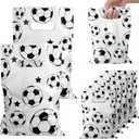 PEUTIER 50pcs Soccer Gift Bags, Plastic Soccer Party Bags Soccer Goodie Goody Snack Treat Candy Bags Soccer Present Party Favor Bags for Team Kids Teens Games Sports Events Supplies (White)