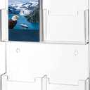 Barydat 4 Pocket Acrylic Brochure Holder Wall Mount 9.4 x 6.5 Inches