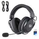 Redragon H858 3-Mode Wireless Gaming Headset, 7.1 Surround Sound, 53 mm Drivers, Memory Foam Ear Pads, Detachable Noise-canceling Microphone, Over-Ear Headphones Works for Mobile, PC/ PS5/ NS