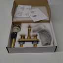 Bathroom Faucet Antique Brass GGStudy 2 Handles 4 Inches Centerset Bathroom Vanity with Drain Assembly and Supply Hose Lavatory Faucet Mixer Double Handle Tap