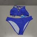 CUPSHE Bikini Set for Women Two Piece Swimsuits V Neck Low Rise Crisscross Back Self Tie Spaghetti Straps, Size: Medium