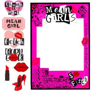 LaVenty Mean Girl Party Photo Booth Props Frame Mean Girl Party Decoration Y2k Birthday Party Decorations Hot Pink Girls Birthday Party Supplies
