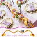 Princess Theme Table Runner Braided Tablerunner Purple and Gold Satin Decor 79 Inch Table Decorations for Wedding Birthday Party Baby Shower Anniversary Party Supplies