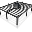 ROIL 14 inch Metal Queen Bed Frame with Rounded Corner and Headboard Hole Mattress Retainers 3500LBS Heavy Duty Steel Slats No Box Spring Needed Platform Noise-Free Easy Assembly