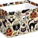 Halloween Basket with Handles Spooky Boo Basket Stuffers for Women Girls Boyfriend Mens Large Collapsible Storage Container for Shelves Home Office Toys (3)